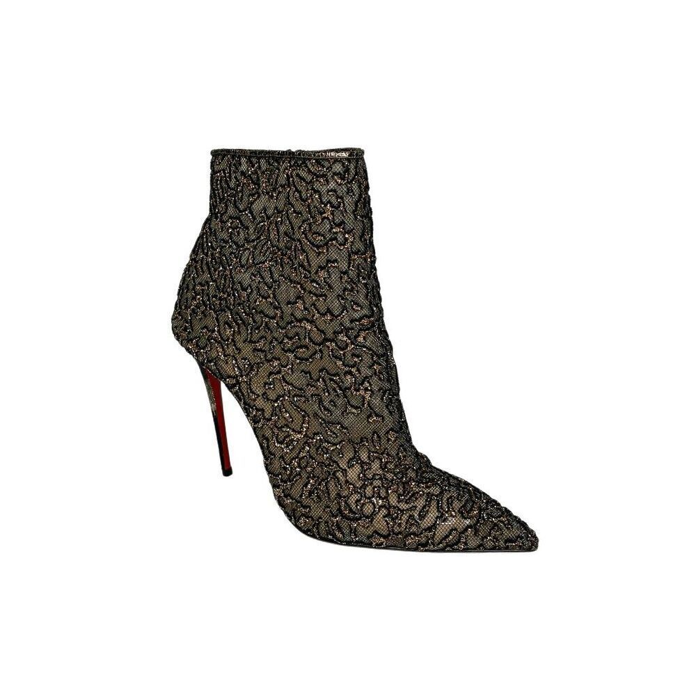 Christian Louboutin Nancy 100 Rete Tulle Booties EU 37 Gunmetal Multicolor